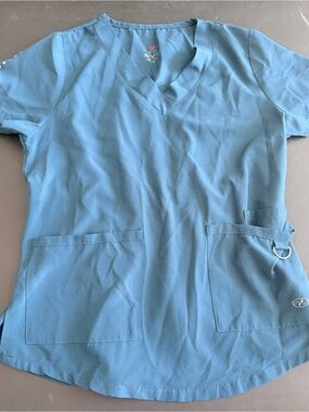 Short Sleeve Elastic-Waist Tee in Teal Blue